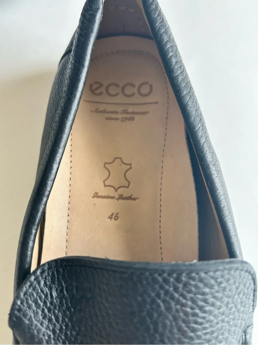 Men’s Ecco Black Genuine Leather Driver Loafers Rubber Outsole size EUR46 US13